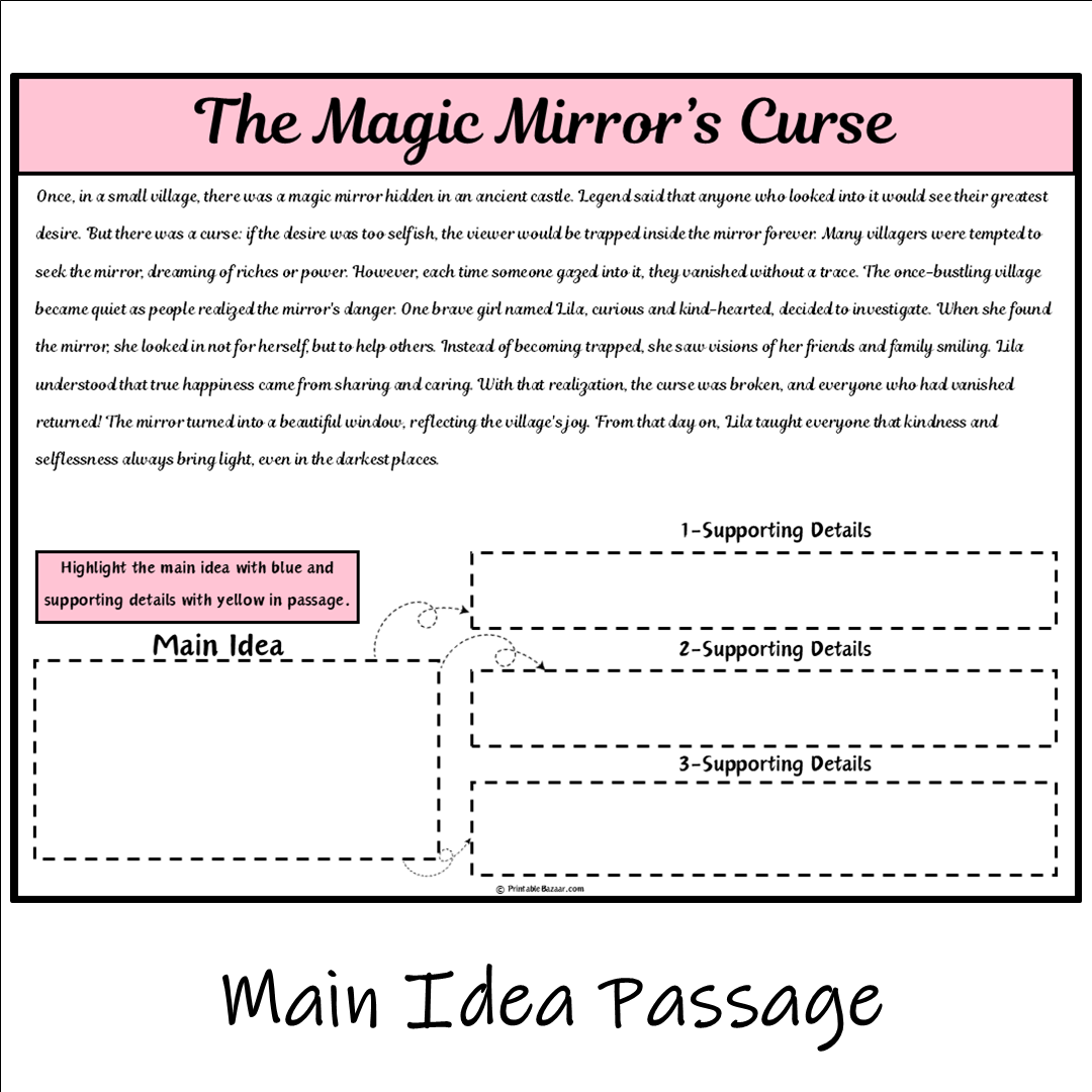 The Magic Mirror’s Curse | Main Idea and Supporting Details Reading Passage and Questions