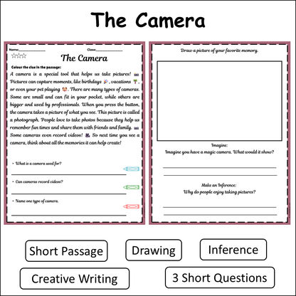 The Camera | Short Reading Comprehension Creative Worksheet