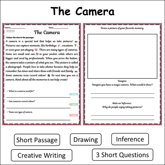 The Camera | Short Reading Comprehension Creative Worksheet