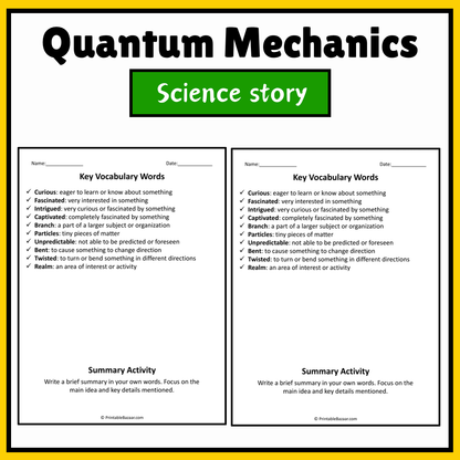 Quantum Mechanics | Science Story Reading Comprehension Activity