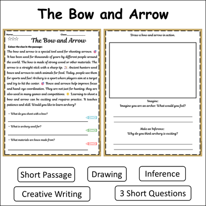 The Bow and Arrow | Short Reading Comprehension Creative Worksheet