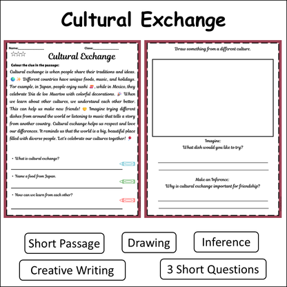 Cultural Exchange | Short Reading Comprehension Creative Worksheet