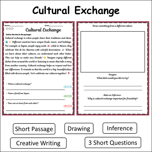 Cultural Exchange | Short Reading Comprehension Creative Worksheet