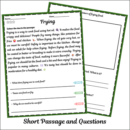 Frying | Short Reading Comprehension Creative Worksheet