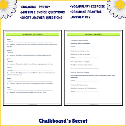 Chalkboard's Secret | Poem Grammar Worksheet Printable Activity