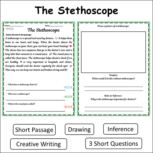 The Stethoscope | Short Reading Comprehension Creative Worksheet