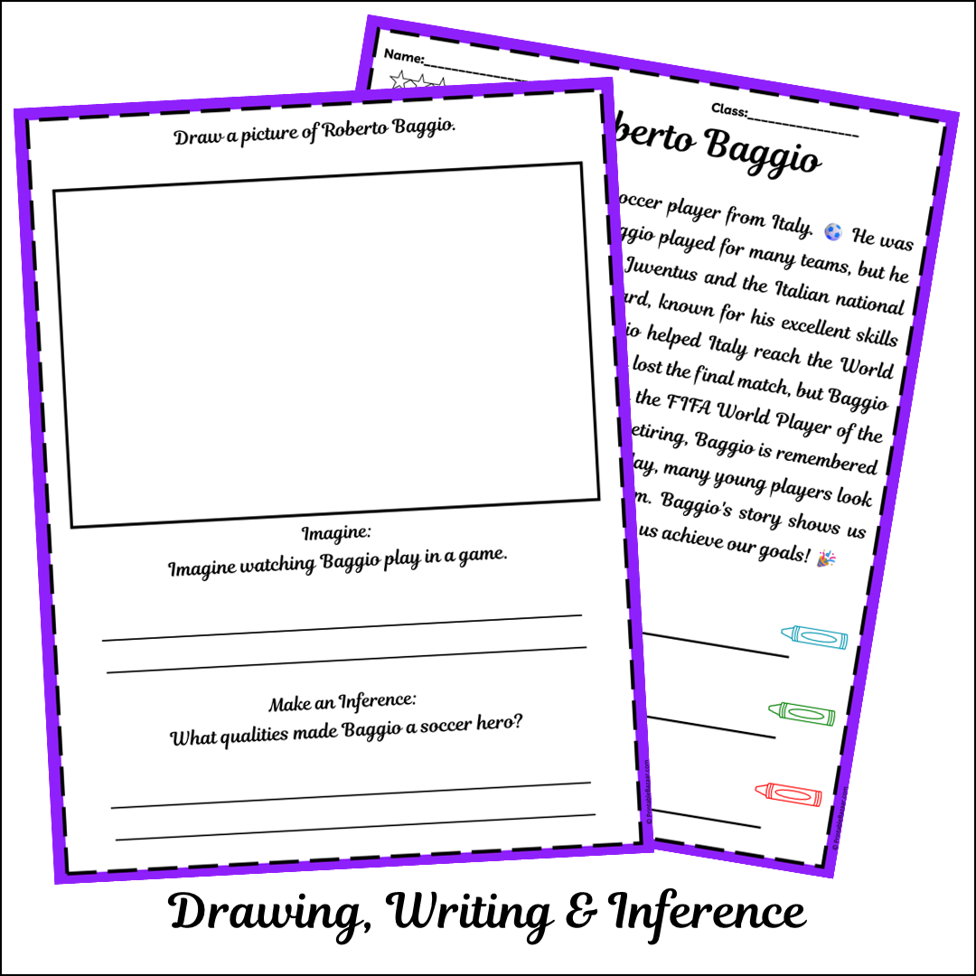 Roberto Baggio | Short Reading Comprehension Creative Worksheet