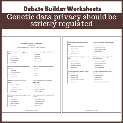 Genetic data privacy should be strictly regulated | Favour and Against Worksheet Printable Activity