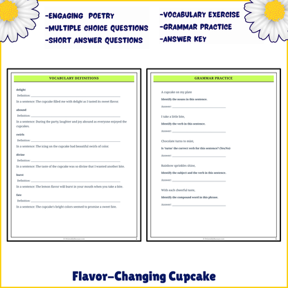 Flavor-Changing Cupcake | Poem Grammar Worksheet Printable Activity