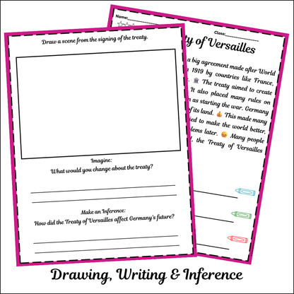 Treaty of Versailles | Short Reading Comprehension Creative Worksheet