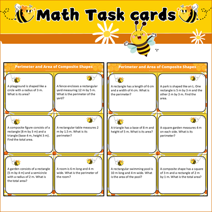 Perimeter and Area of Composite Shapes | Math Task Cards