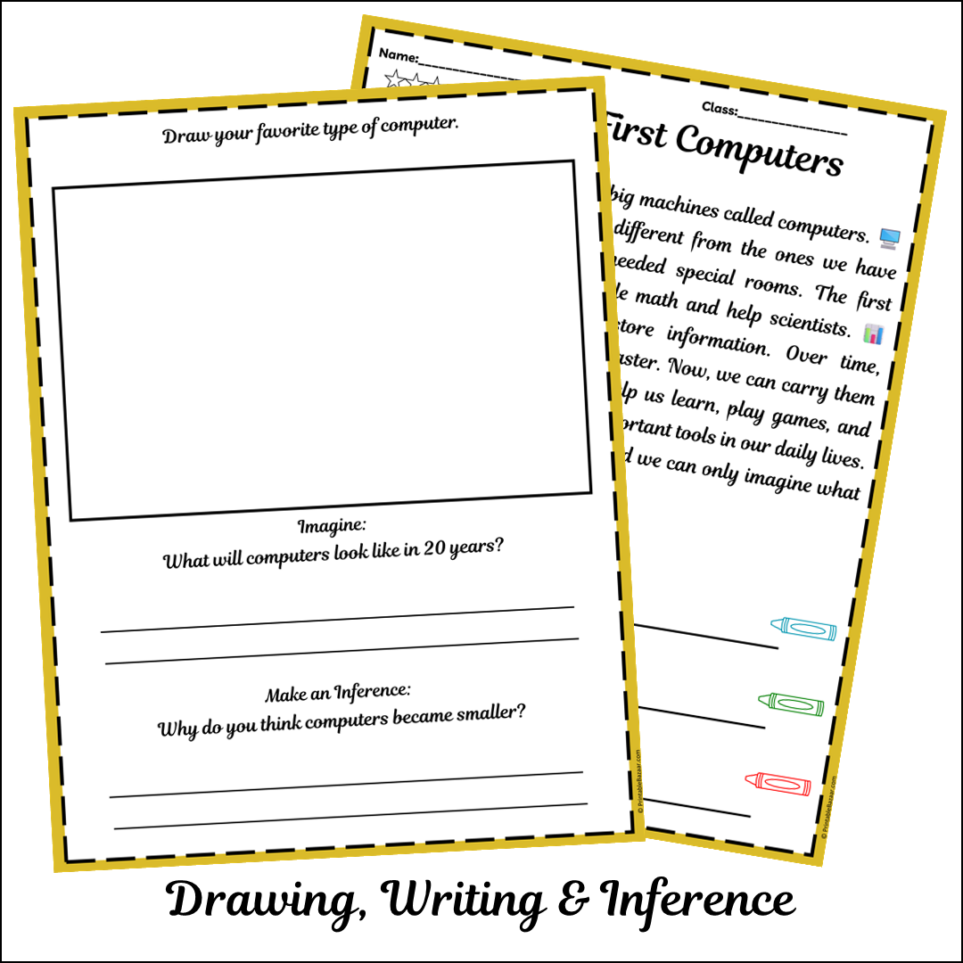 The First Computers | Short Reading Comprehension Creative Worksheet