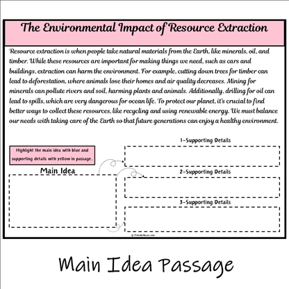 The Environmental Impact of Resource Extraction | Main Idea and Supporting Details Reading Passage and Questions