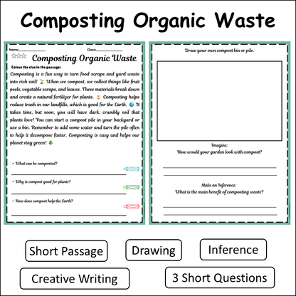 Composting Organic Waste | Short Reading Comprehension Creative Worksheet