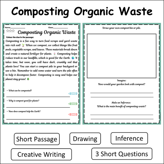 Composting Organic Waste | Short Reading Comprehension Creative Worksheet