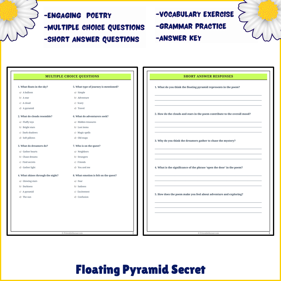 Floating Pyramid Secret | Poem Grammar Worksheet Printable Activity