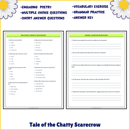 Tale of the Chatty Scarecrow | Poem Grammar Worksheet Printable Activity