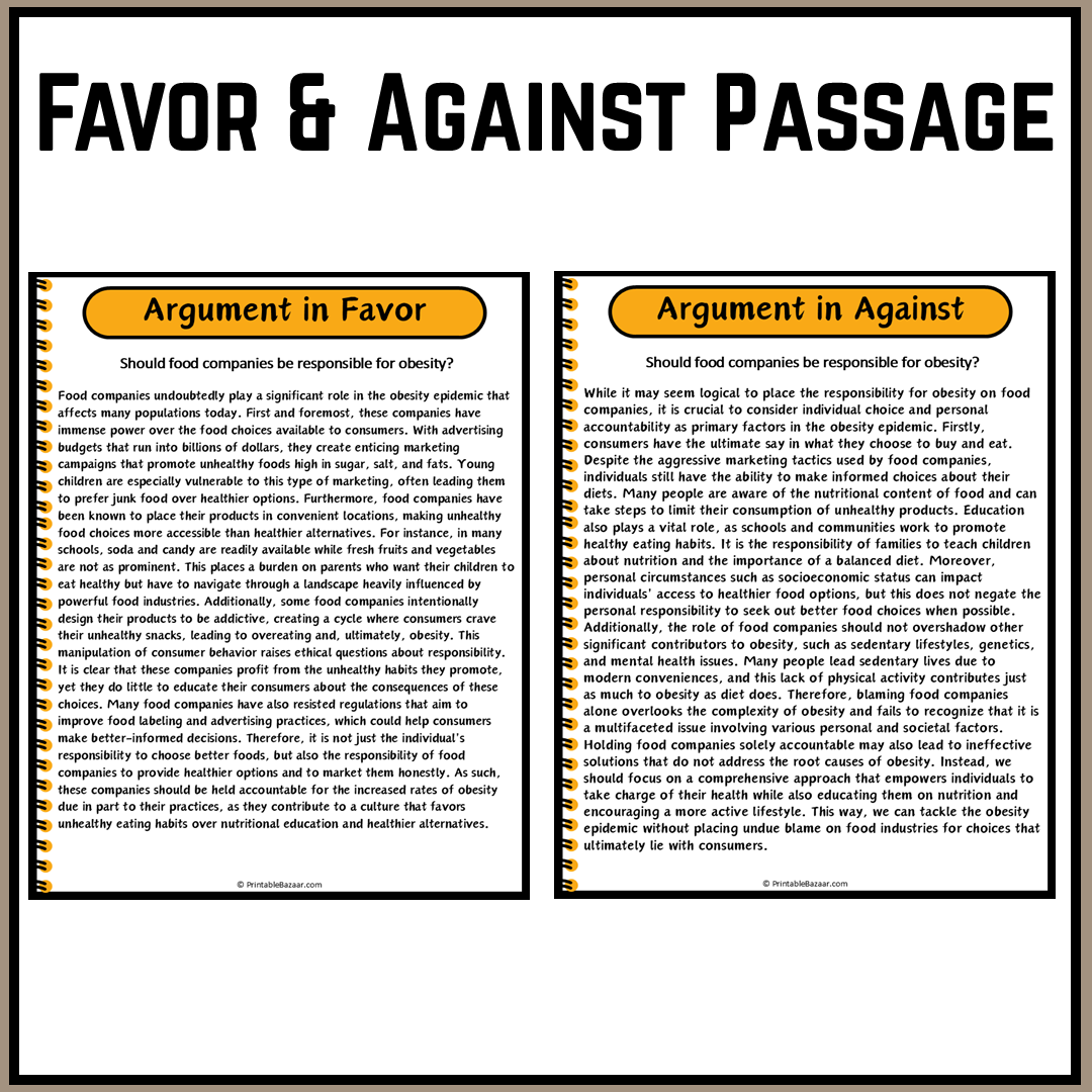 Should food companies be responsible for obesity? | Debate Case Study Worksheet