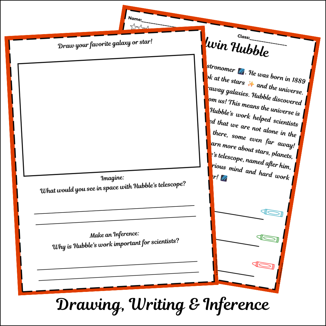 Edwin Hubble | Short Reading Comprehension Creative Worksheet