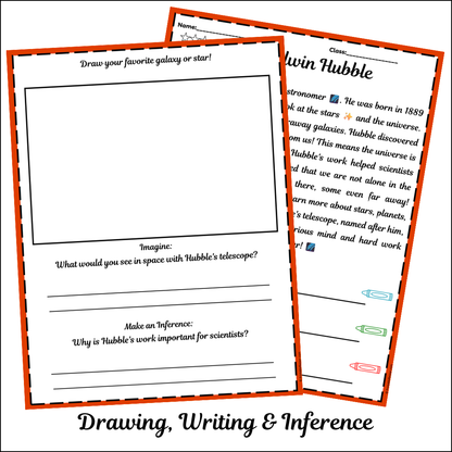 Edwin Hubble | Short Reading Comprehension Creative Worksheet
