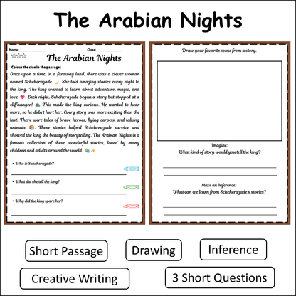 The Arabian Nights | Short Reading Comprehension Creative Worksheet