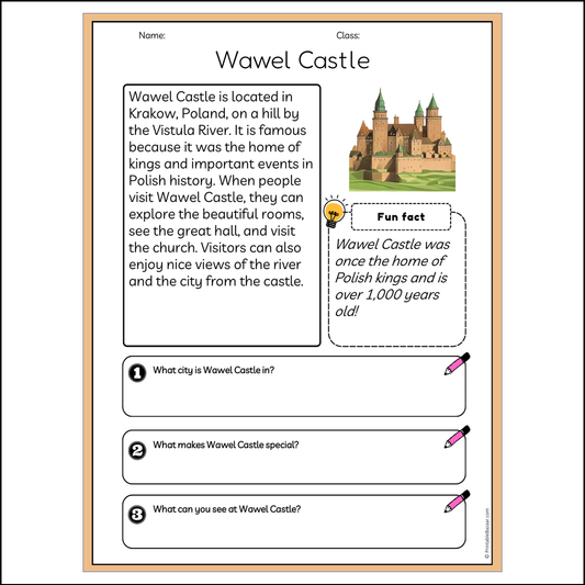 Wawel Castle | Reading Passage Comprehension Questions Writing Facts Worksheet