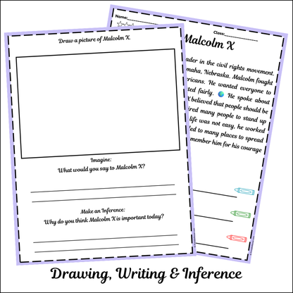 Malcolm X | Short Reading Comprehension Creative Worksheet