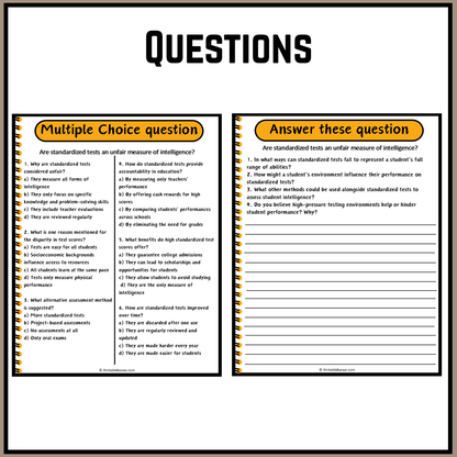 Are standardized tests an unfair measure of intelligence? | Debate Case Study Worksheet