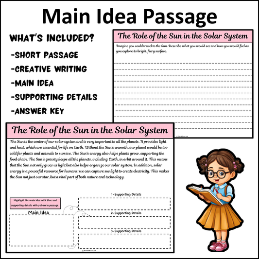 The Role of the Sun in the Solar System | Main Idea and Supporting Details Reading Passage and Questions