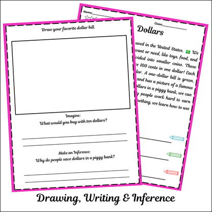 Dollars | Short Reading Comprehension Creative Worksheet