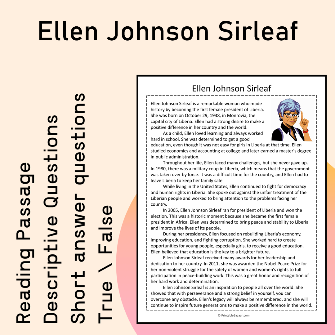 Ellen Johnson Sirleaf | Reading Comprehension Passage Printable Activity