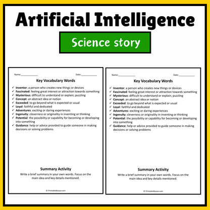 Artificial Intelligence | Science Story Reading Comprehension Activity
