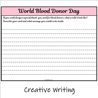 World Blood Donor Day | Main Idea and Supporting Details Reading Passage and Questions