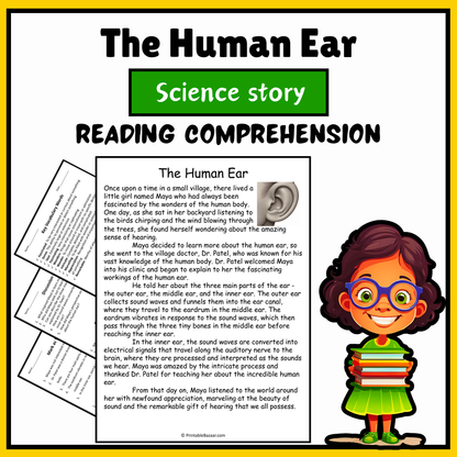 The Human Ear | Science Story Reading Comprehension Activity