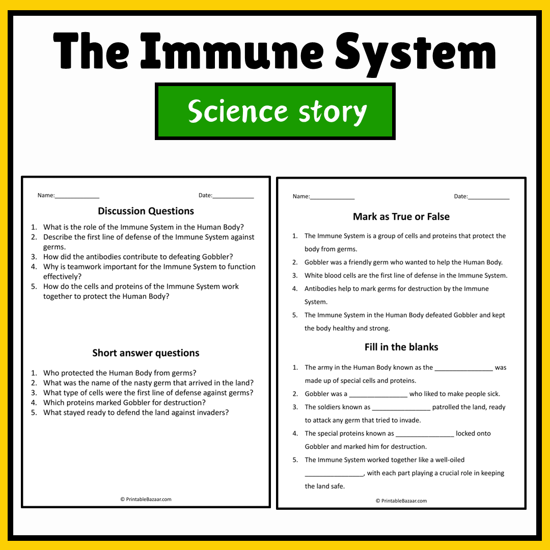 The Immune System | Science Story Reading Comprehension Activity