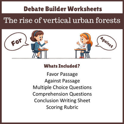 The rise of vertical urban forests | Favour and Against Worksheet Printable Activity