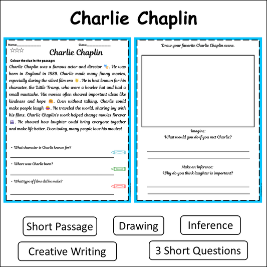 Charlie Chaplin | Short Reading Comprehension Creative Worksheet