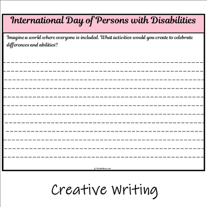 International Day of Persons with Disabilities | Main Idea and Supporting Details Reading Passage and Questions