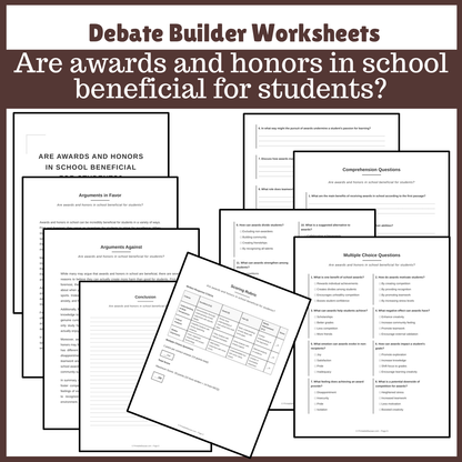 Are awards and honors in school beneficial for students? | Favour and Against Worksheet Printable Activity