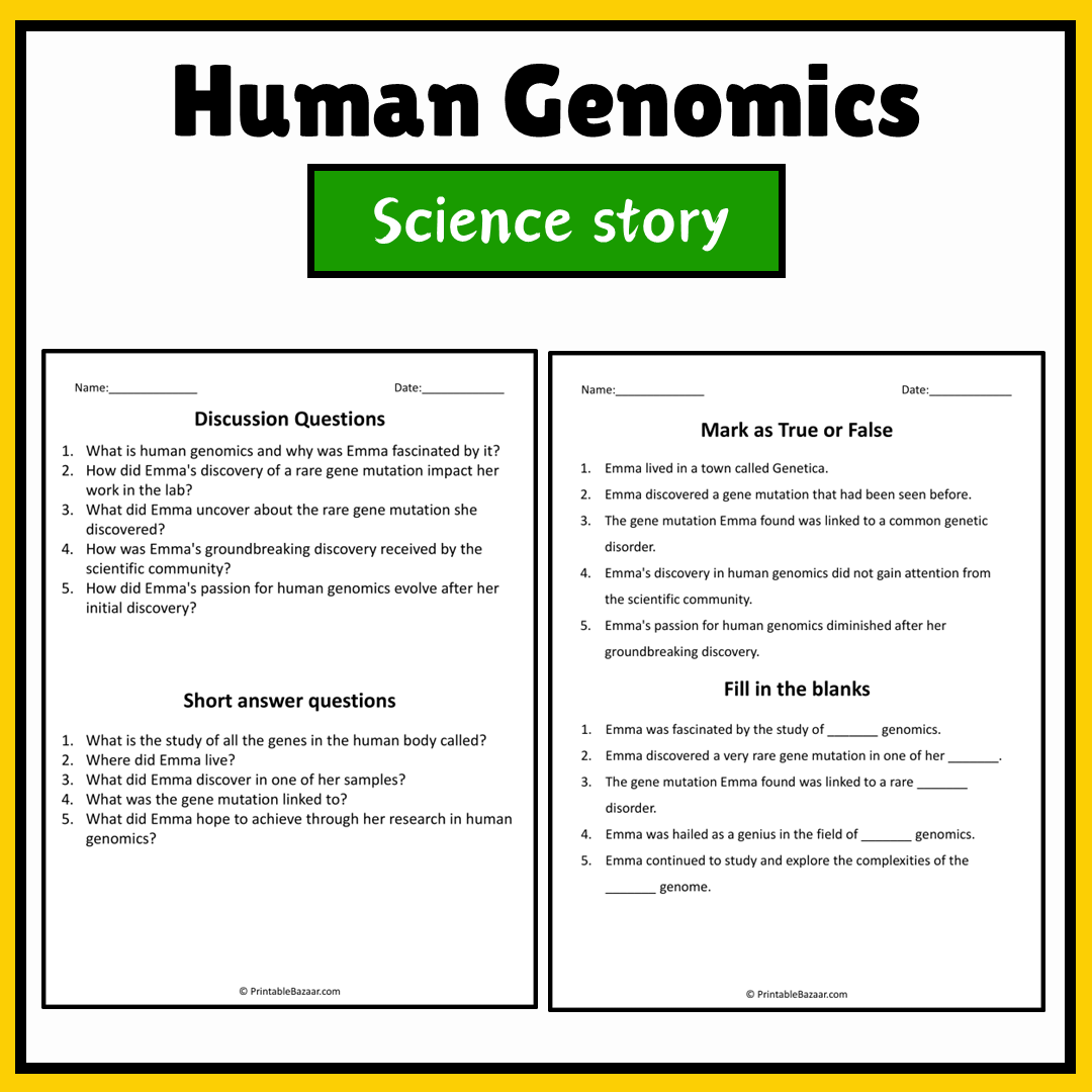 Human Genomics | Science Story Reading Comprehension Activity