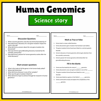 Human Genomics | Science Story Reading Comprehension Activity