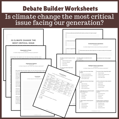 Is climate change the most critical issue facing our generation? | Favour and Against Worksheet Printable Activity