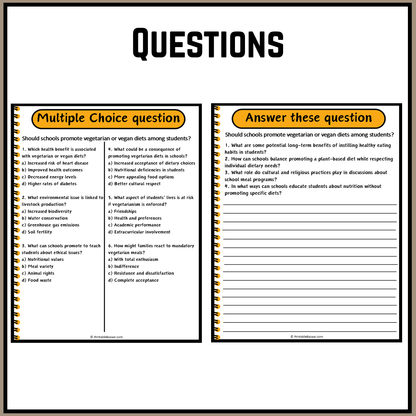 Should schools promote vegetarian or vegan diets among students? | Debate Case Study Worksheet