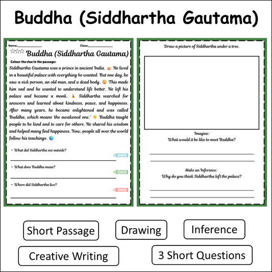 Buddha (Siddhartha Gautama) | Short Reading Comprehension Creative Worksheet