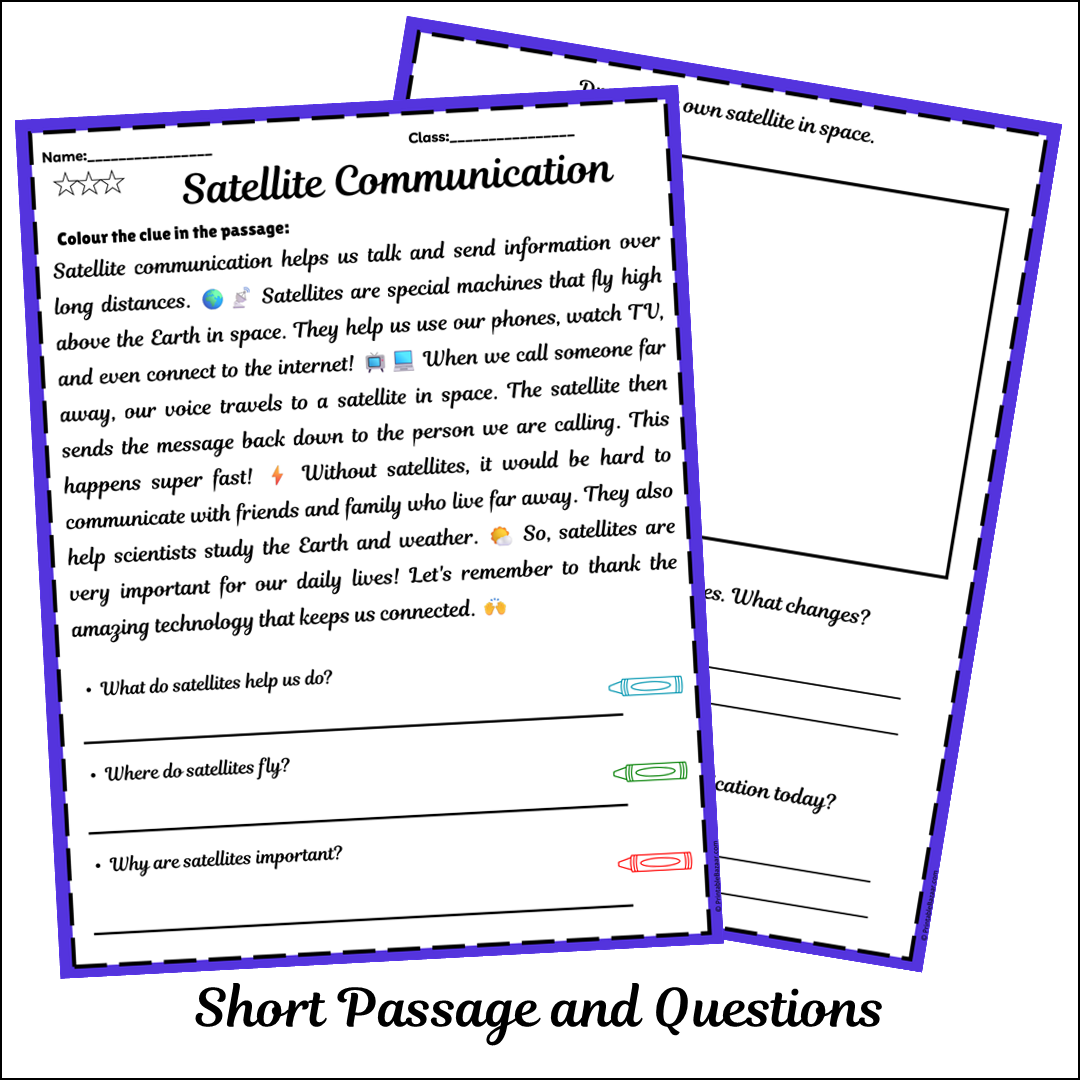 Satellite Communication | Short Reading Comprehension Creative Worksheet