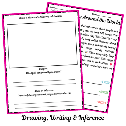 Folk Songs Around the World | Short Reading Comprehension Creative Worksheet