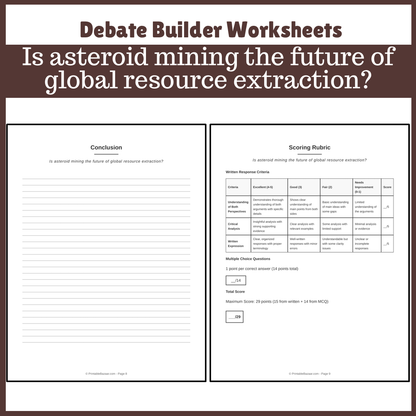 Is asteroid mining the future of global resource extraction? | Favour and Against Worksheet Printable Activity