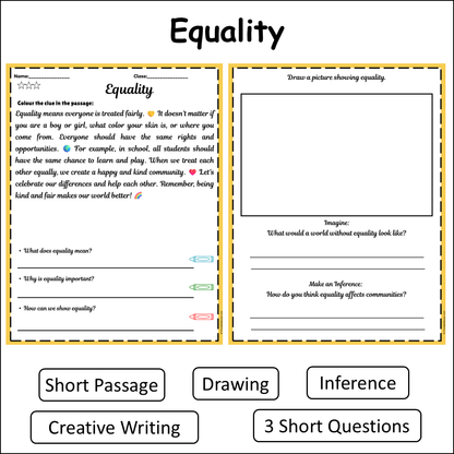 Equality | Short Reading Comprehension Creative Worksheet