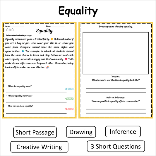 Equality | Short Reading Comprehension Creative Worksheet