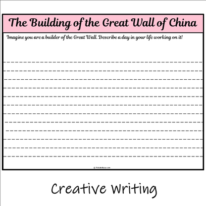 The Building of the Great Wall of China | Main Idea and Supporting Details Reading Passage and Questions